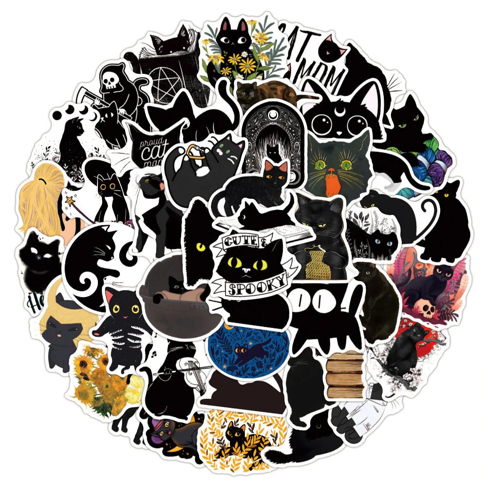 Cute cartoon black cat sticker
