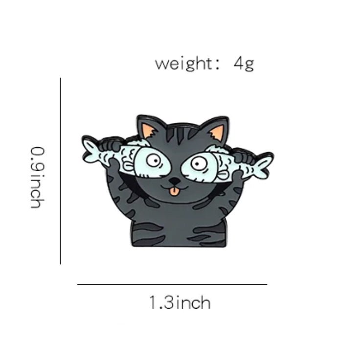 Cat & Fish Pin - molonado